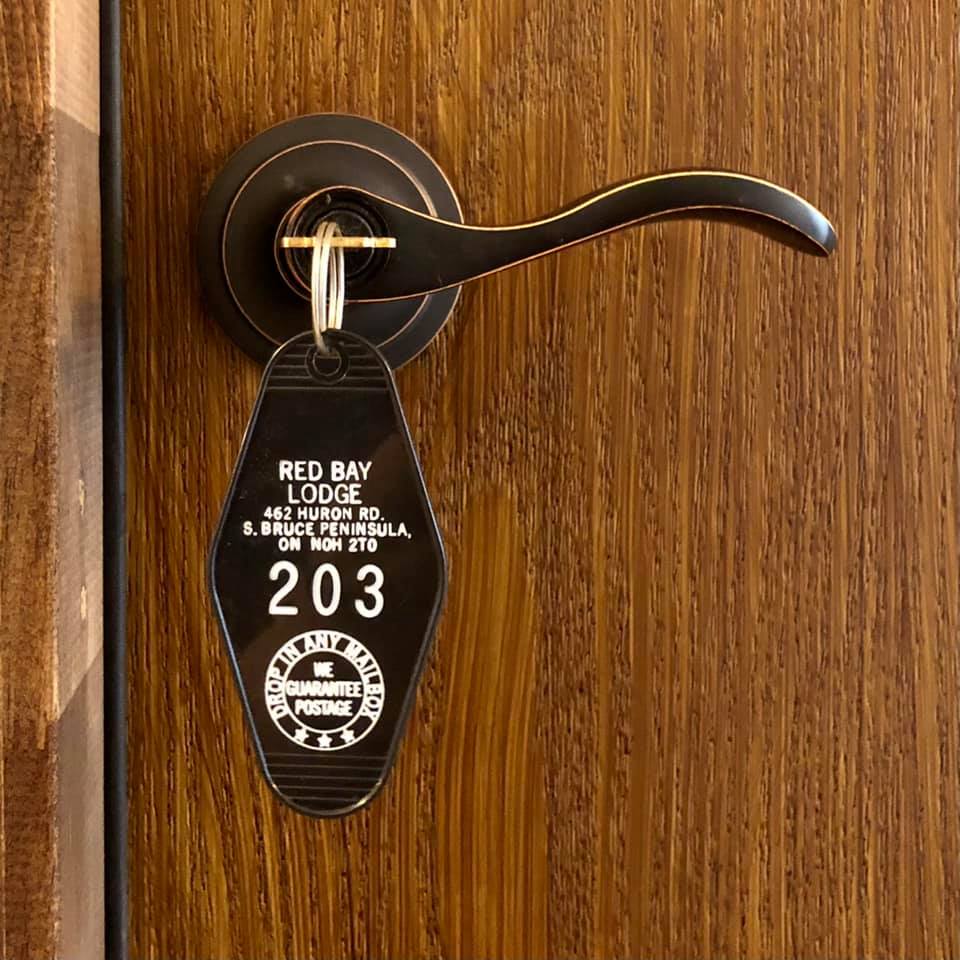 Key to a Hotel Room on The Bruce Peninsula at Red Bay Lodge