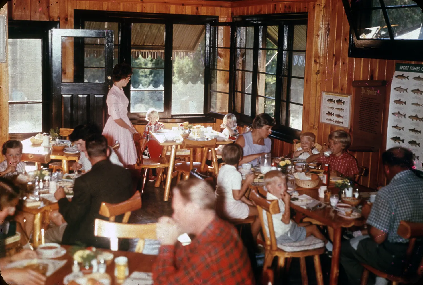Breakfast service in the dining room in the 1950s